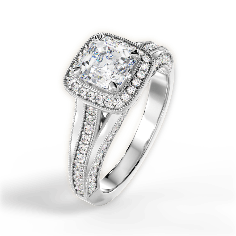 14kt White Gold/18kt White Gold/Platinum/asscher/side