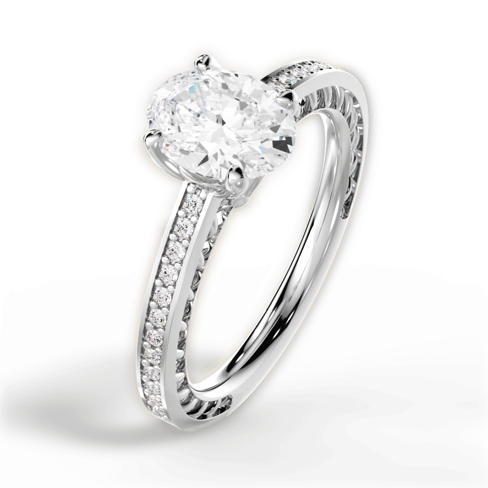 14kt White Gold/18kt White Gold/Platinum/oval/side