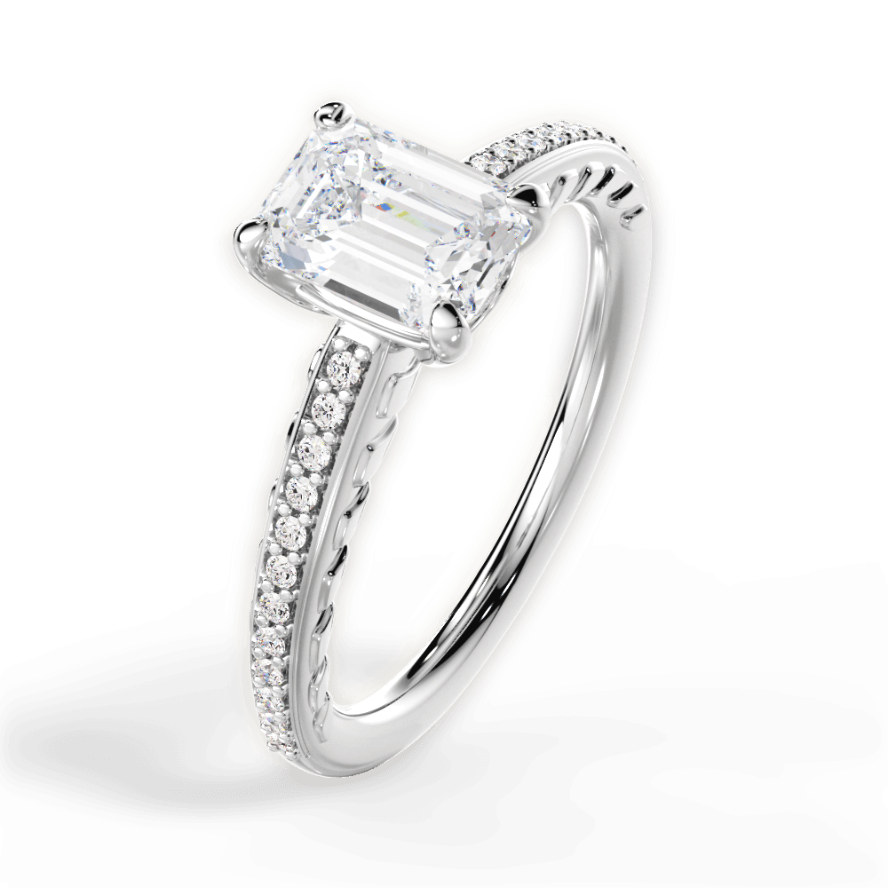 14kt White Gold/18kt White Gold/Platinum/emerald/side