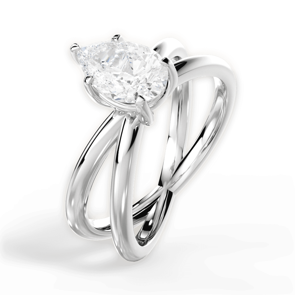 14kt White Gold/18kt White Gold/Platinum/pear/side