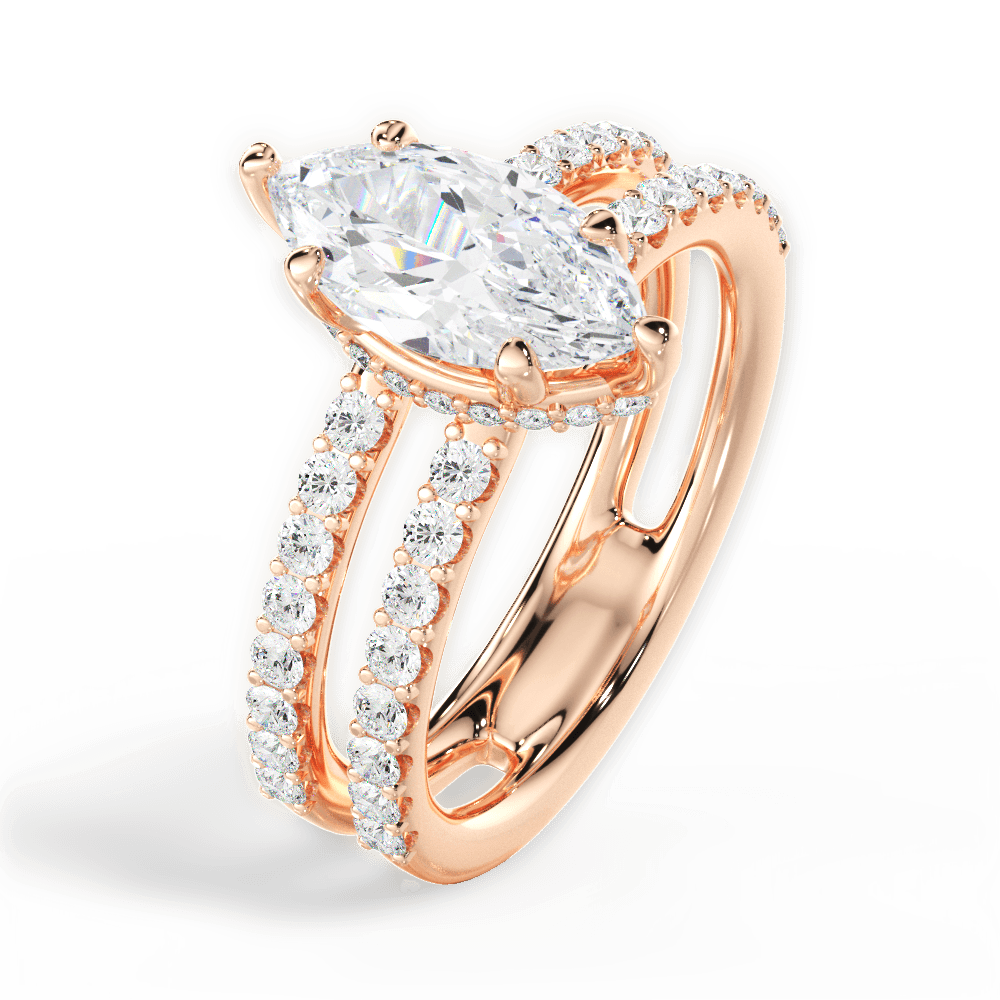 14kt Rose Gold/18kt Rose Gold/marquise/side