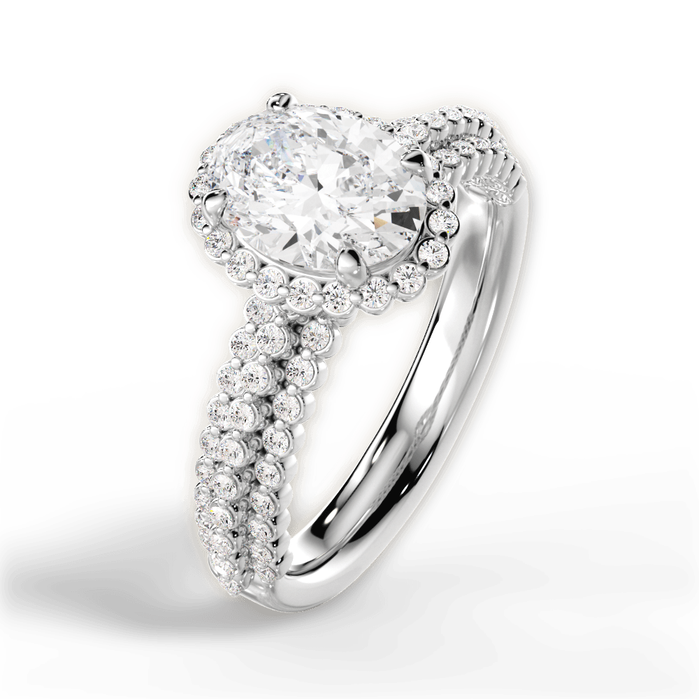 14kt White Gold/18kt White Gold/Platinum/oval/side