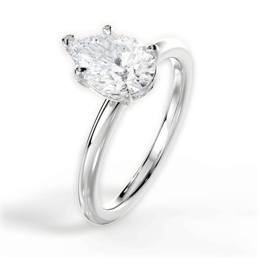 14kt White Gold/18kt White Gold/Platinum/pear/side