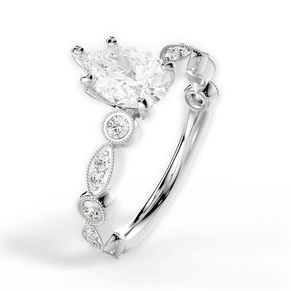 14kt White Gold/18kt White Gold/Platinum/pear/side