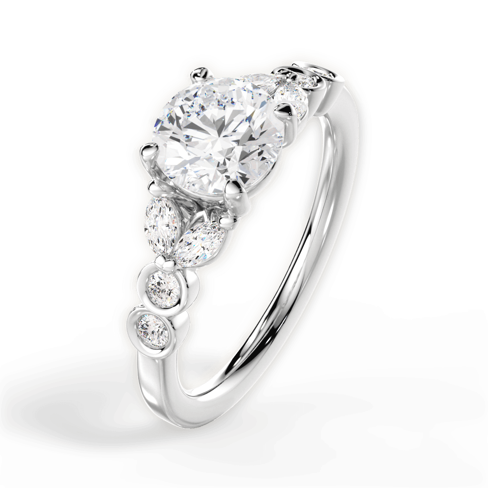 14kt White Gold/18kt White Gold/Platinum/round/side