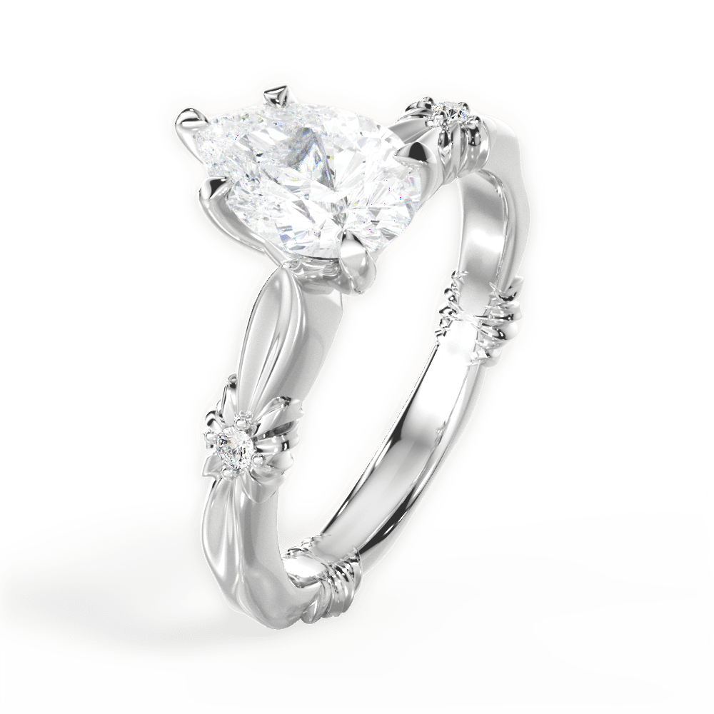 14kt White Gold/18kt White Gold/Platinum/pear/side