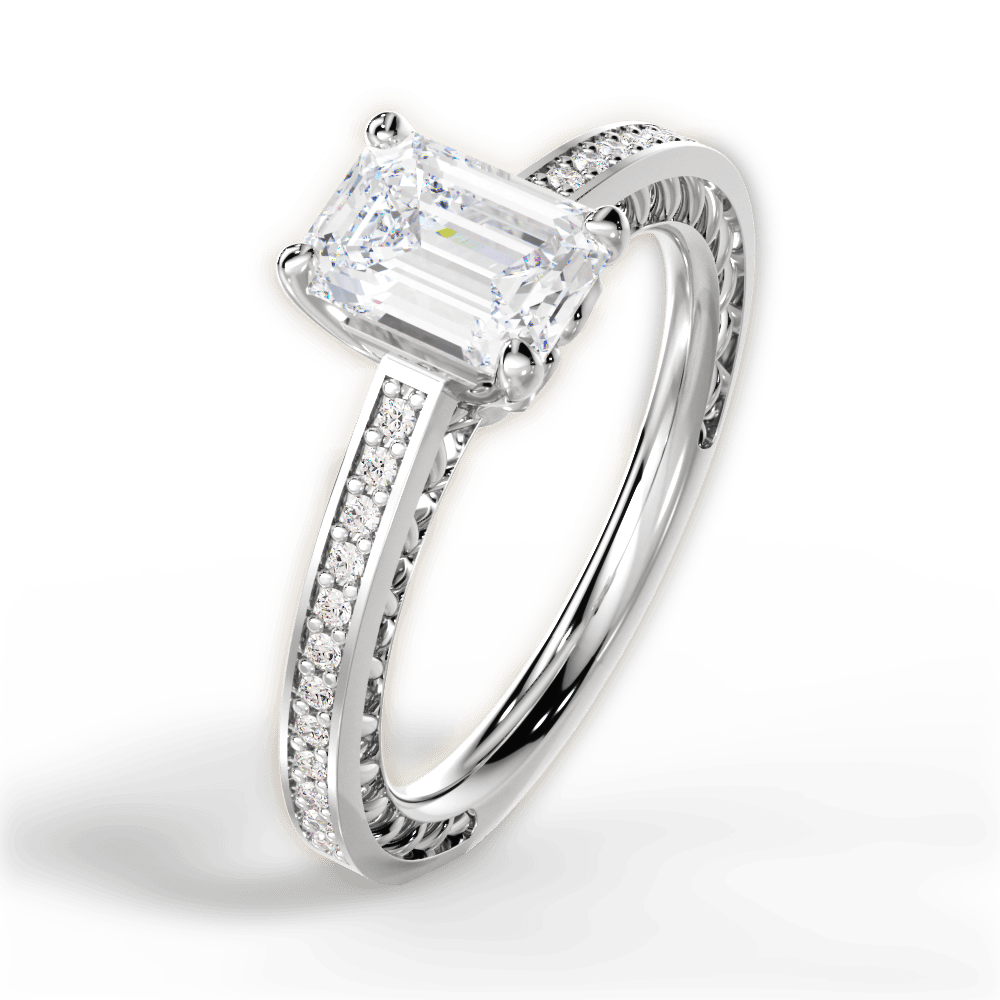 14kt White Gold/18kt White Gold/Platinum/emerald/side