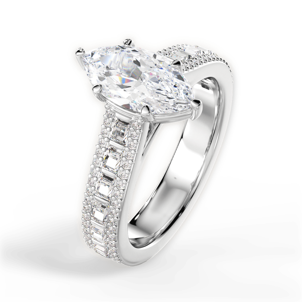 14kt White Gold/18kt White Gold/Platinum/marquise/side