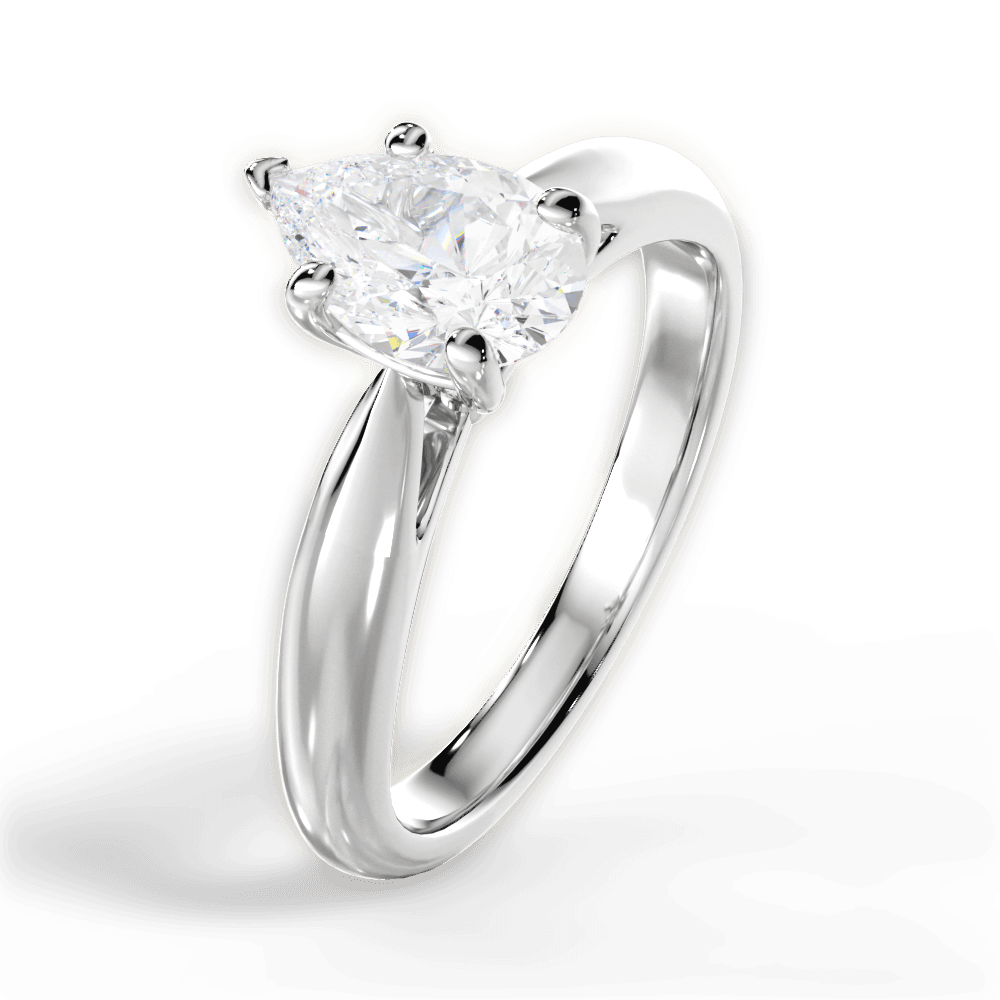 14kt White Gold/18kt White Gold/Platinum/pear/side