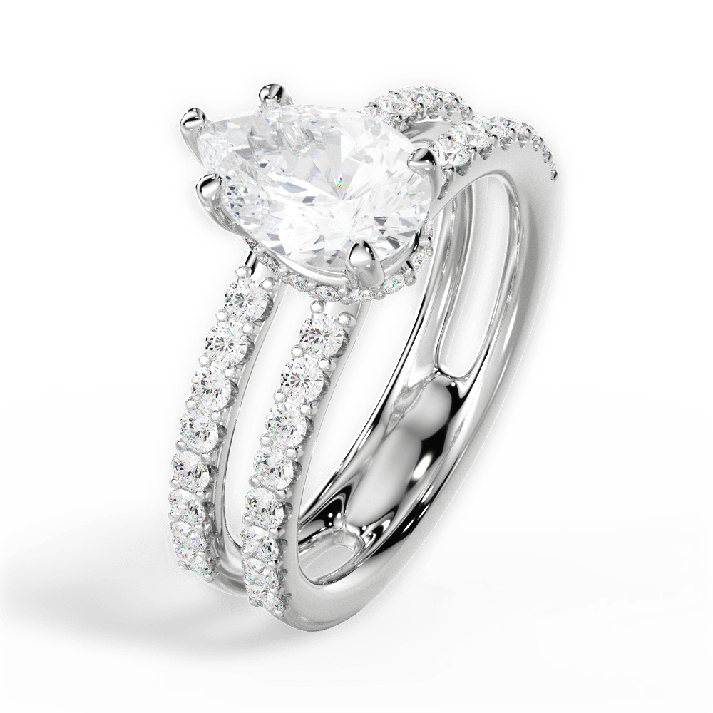14kt White Gold/18kt White Gold/Platinum/pear/side