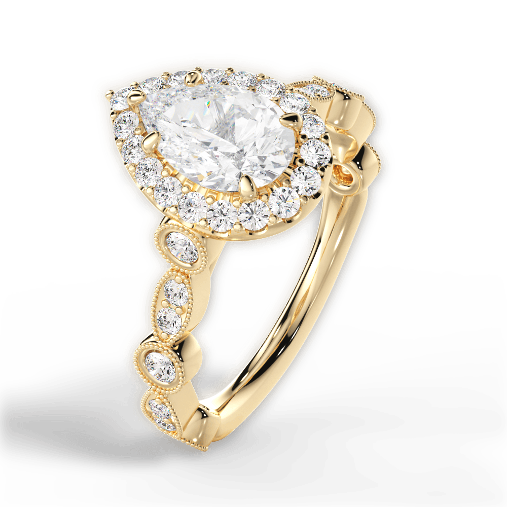 14kt Yellow Gold/18kt Yellow Gold/pear/side