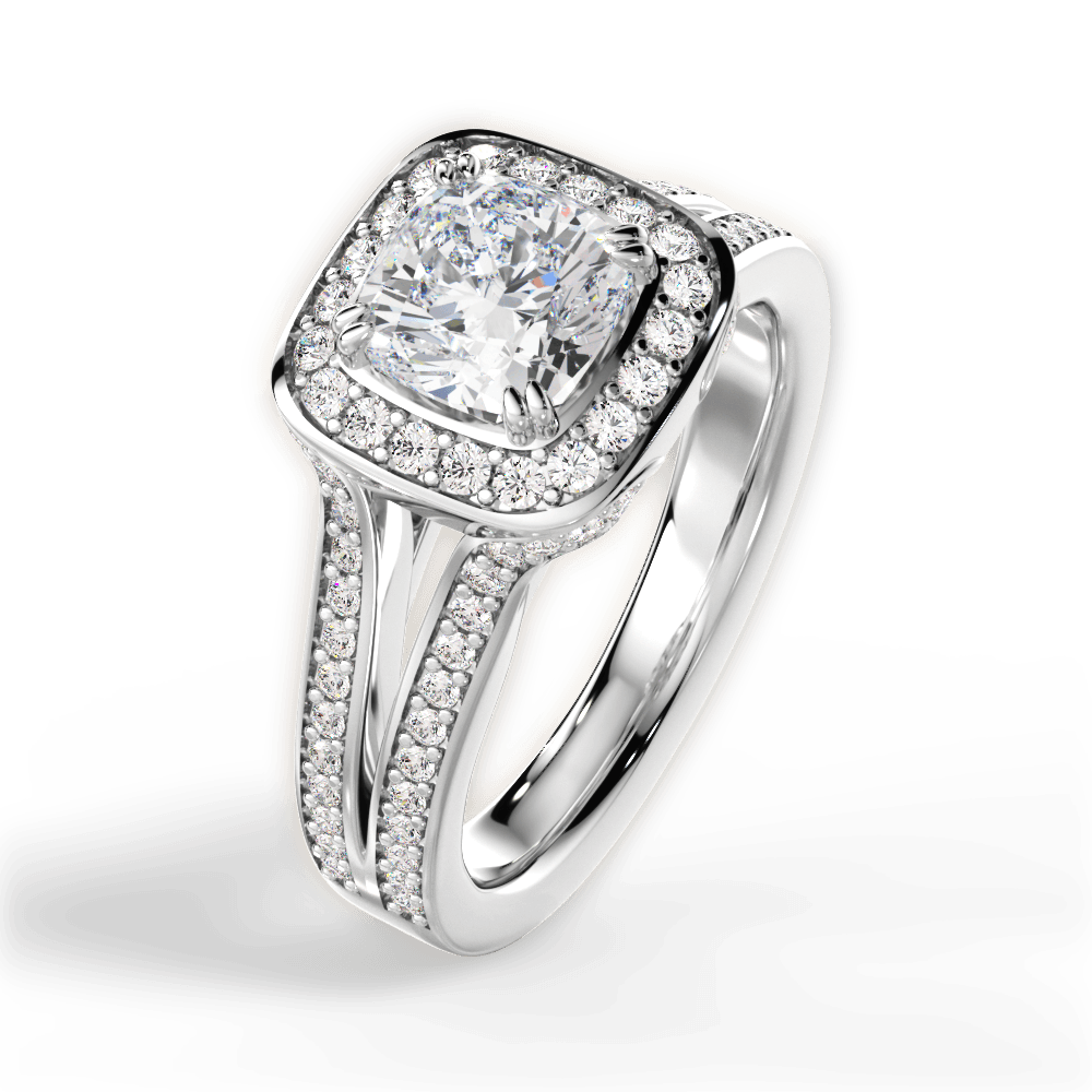14kt White Gold/18kt White Gold/Platinum/cushion/side