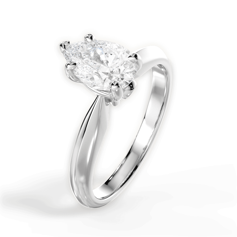 14kt White Gold/18kt White Gold/Platinum/pear/side