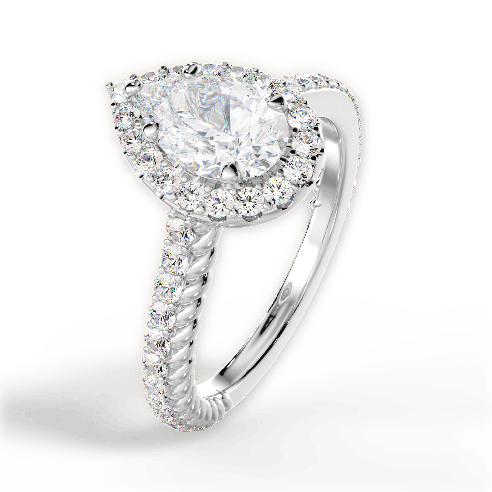 14kt White Gold/18kt White Gold/Platinum/pear/side