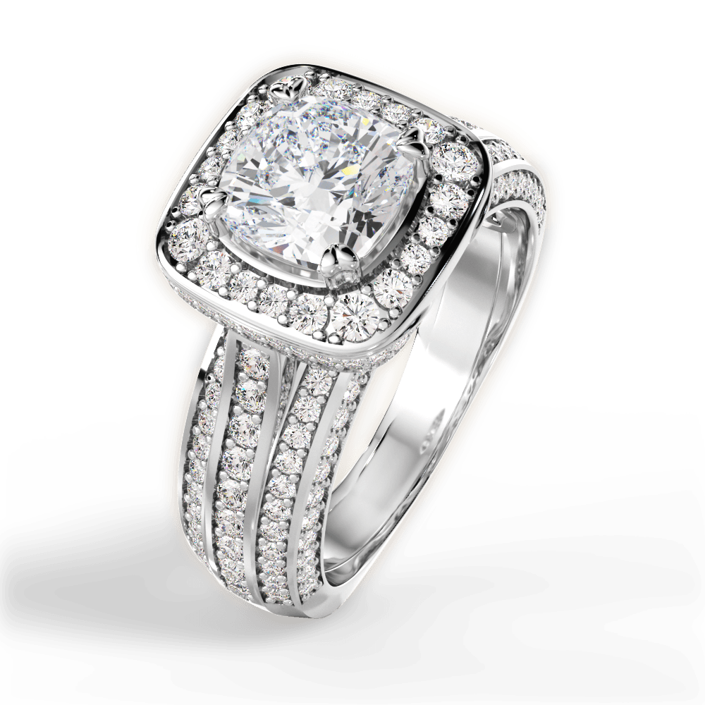 14kt White Gold/18kt White Gold/Platinum/cushion/side