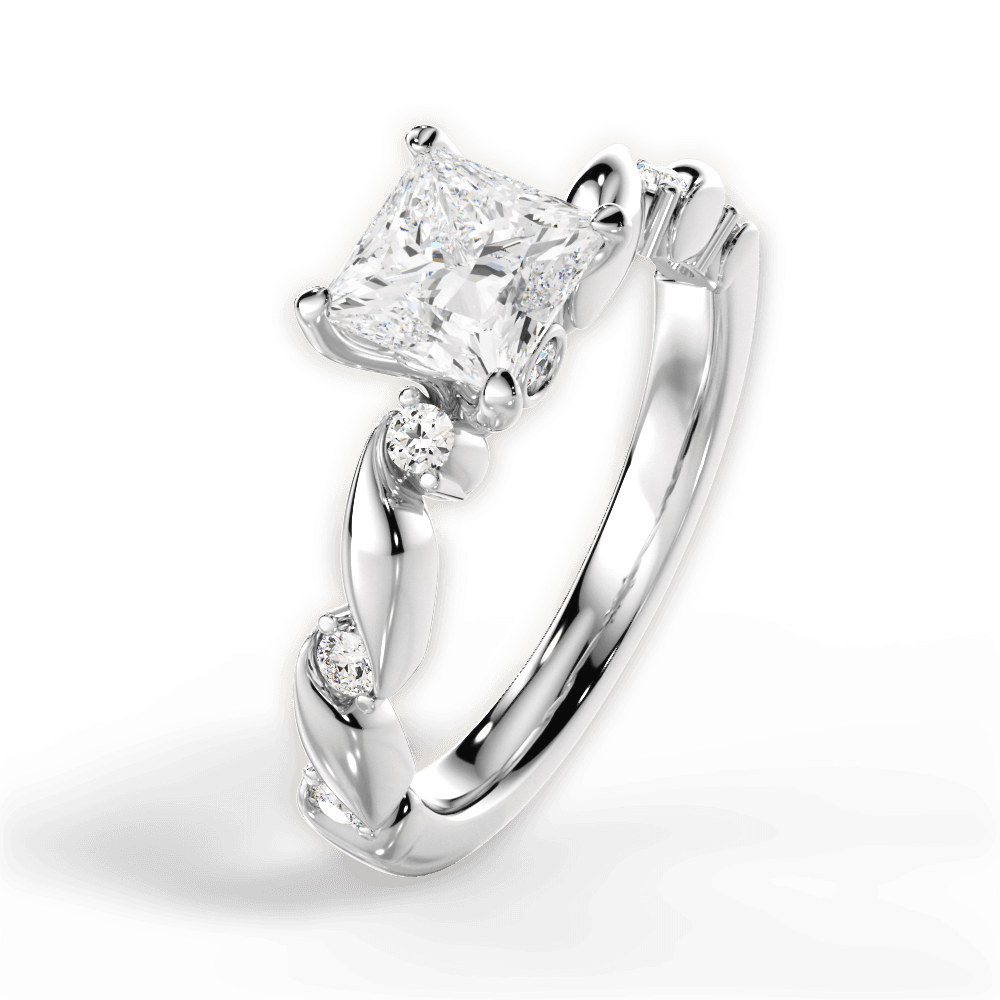 14kt White Gold/18kt White Gold/Platinum/princess/side