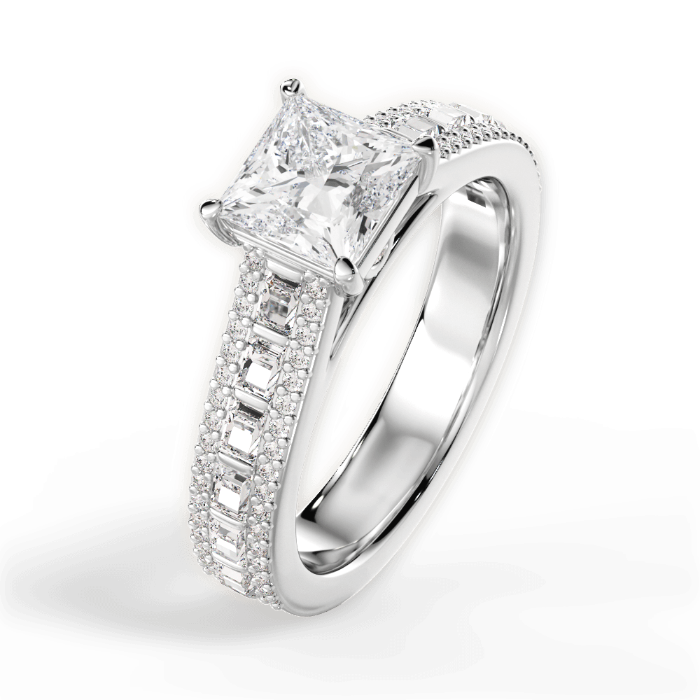 14kt White Gold/18kt White Gold/Platinum/princess/side