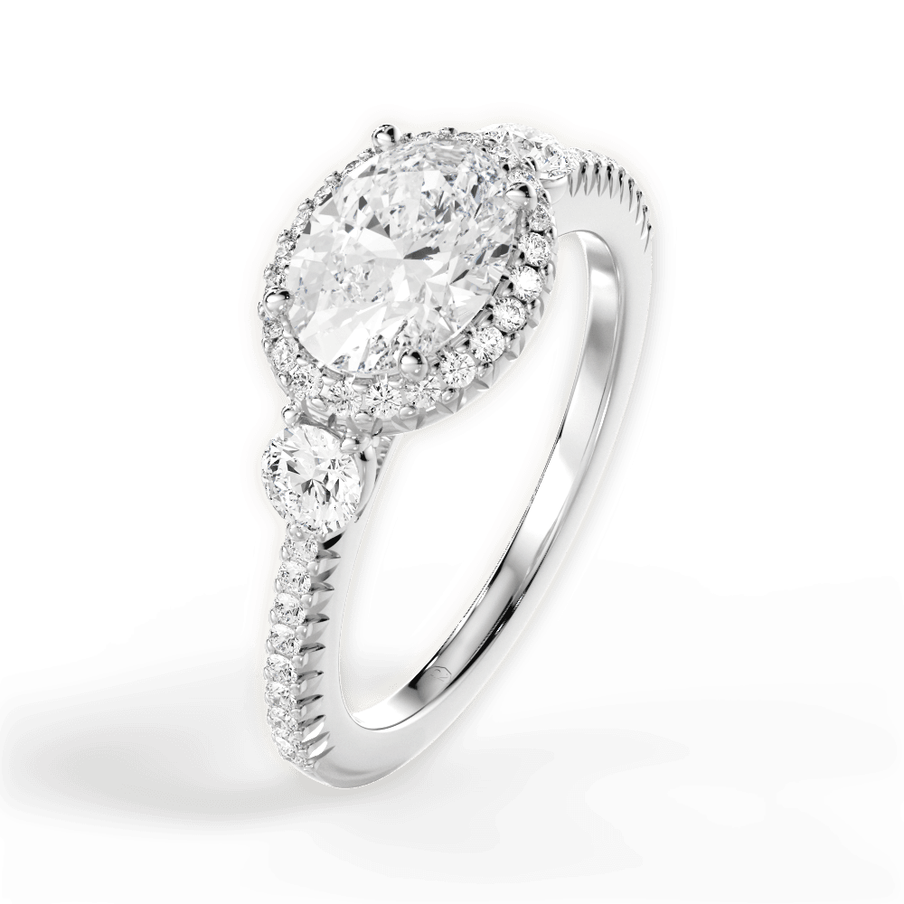 14kt White Gold/18kt White Gold/Platinum/oval/side