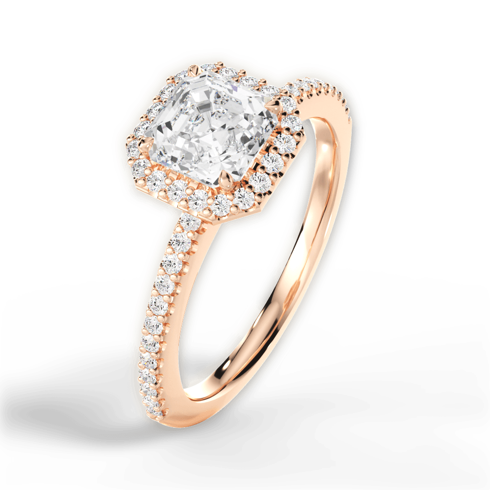 14kt Rose Gold/18kt Rose Gold/asscher/side