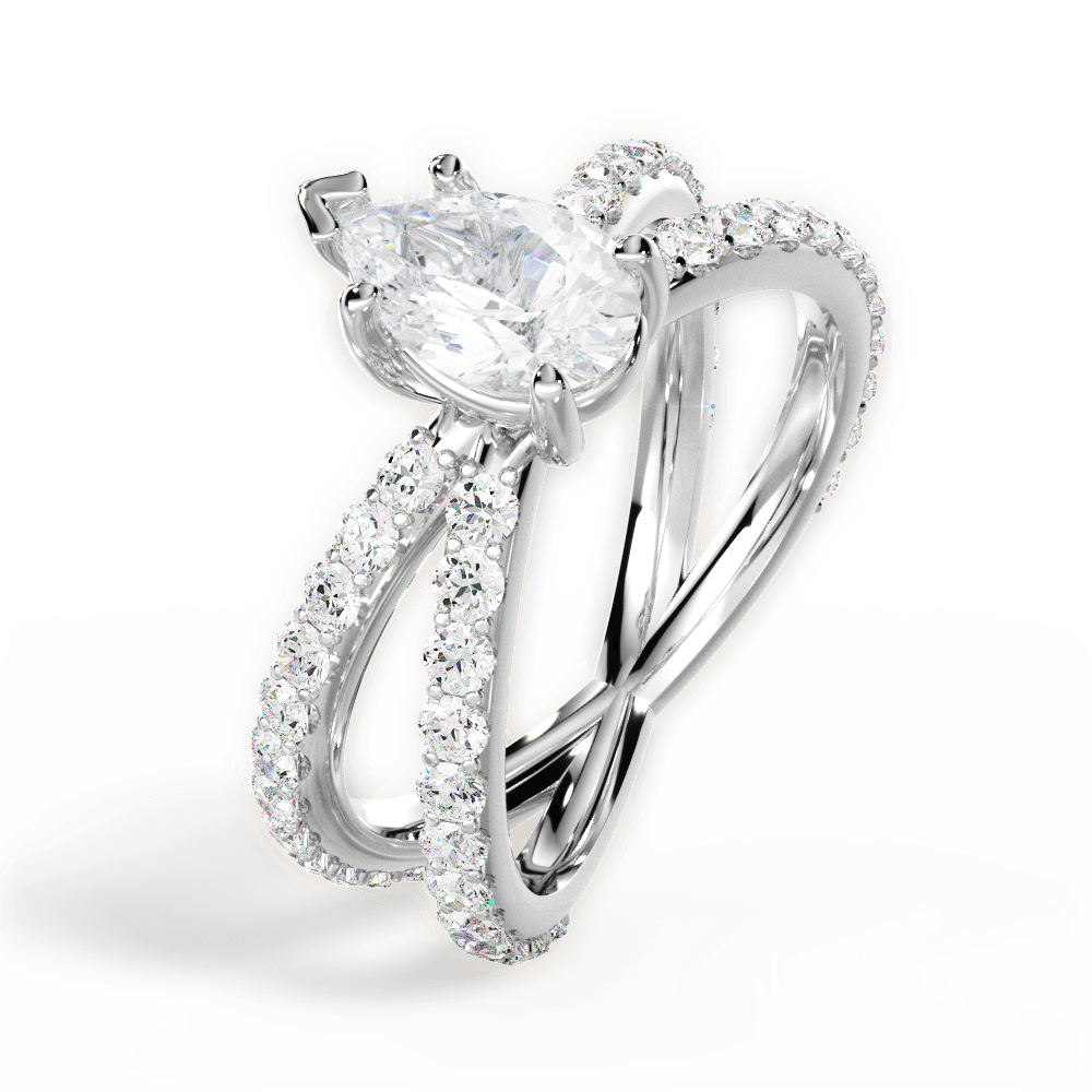 14kt White Gold/18kt White Gold/Platinum/pear/side
