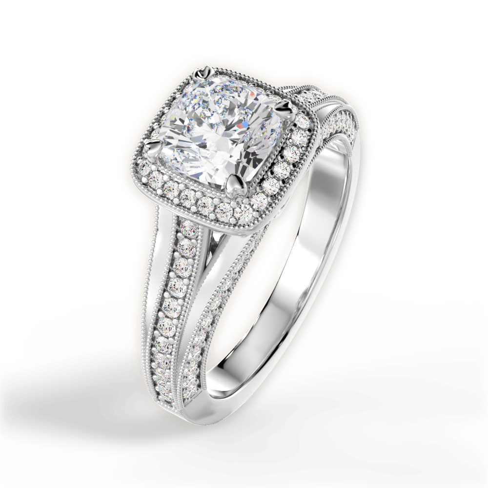 14kt White Gold/18kt White Gold/Platinum/cushion/side