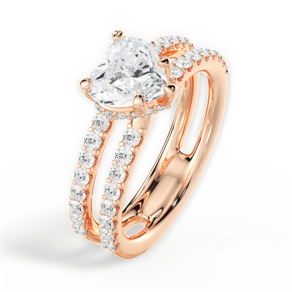 14kt Rose Gold/18kt Rose Gold/heart/side