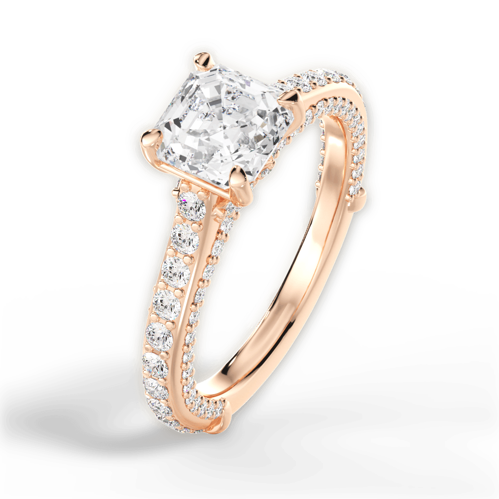 14kt Rose Gold/18kt Rose Gold/asscher/side