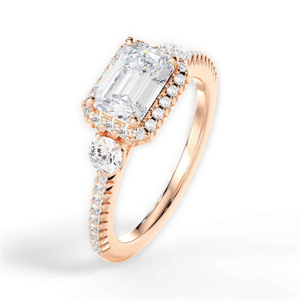 14kt Rose Gold/18kt Rose Gold/emerald/side