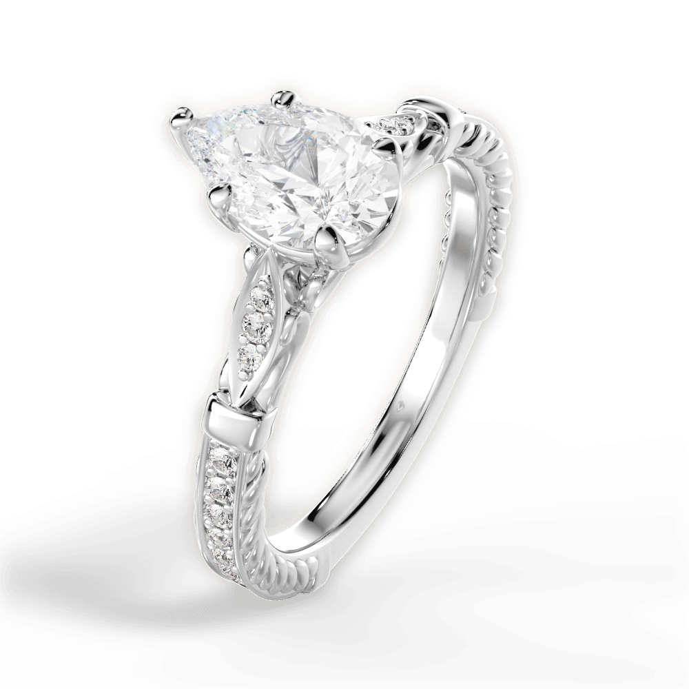 14kt White Gold/18kt White Gold/Platinum/pear/side