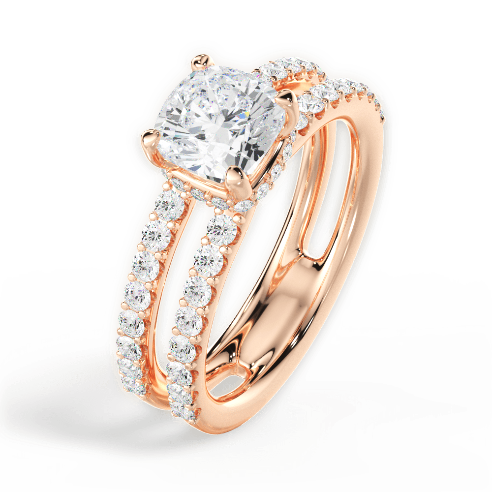 14kt Rose Gold/18kt Rose Gold/cushion/side