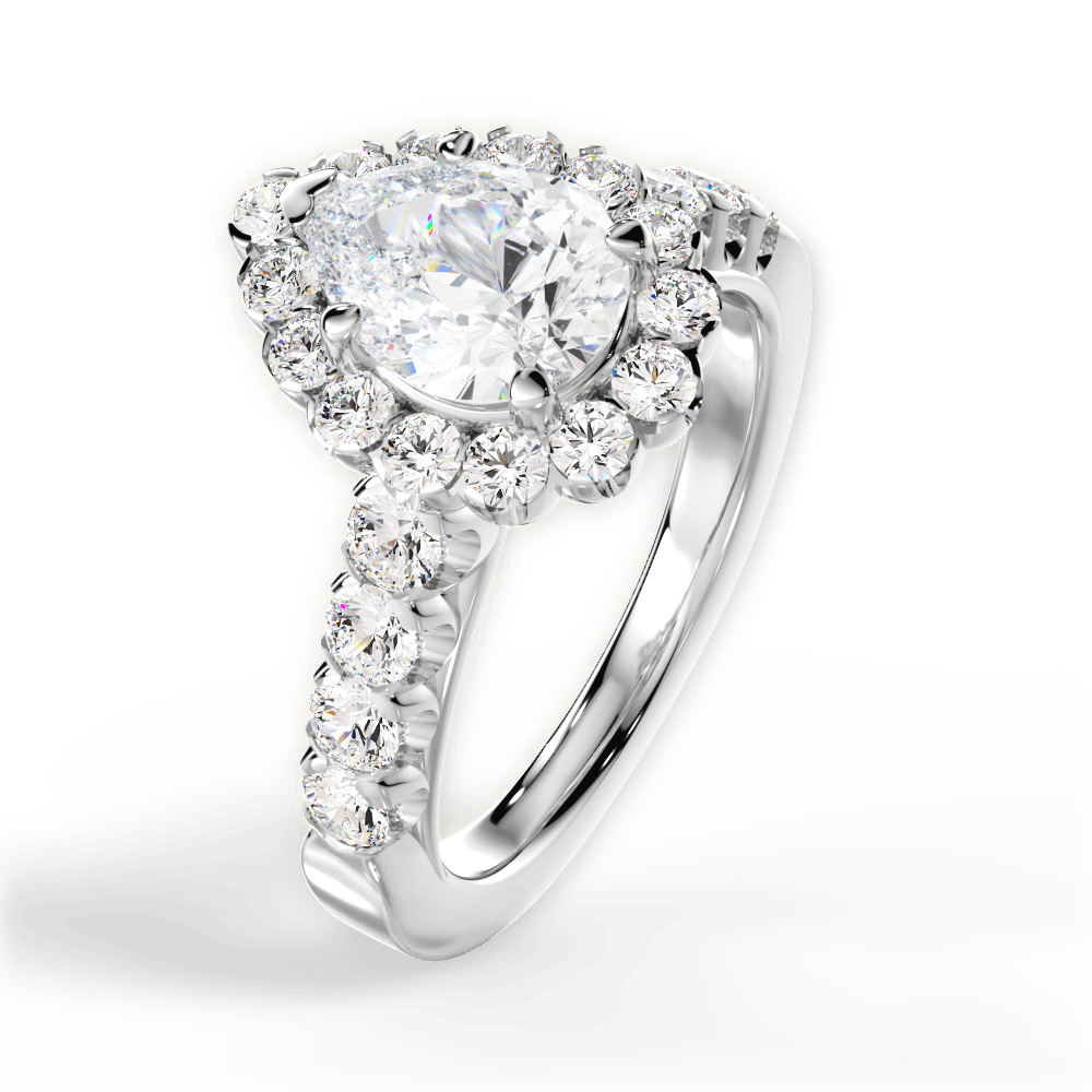 14kt White Gold/18kt White Gold/Platinum/pear/side