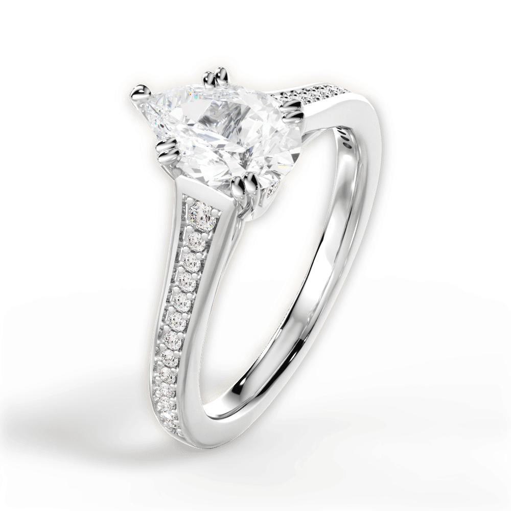 14kt White Gold/18kt White Gold/Platinum/pear/side