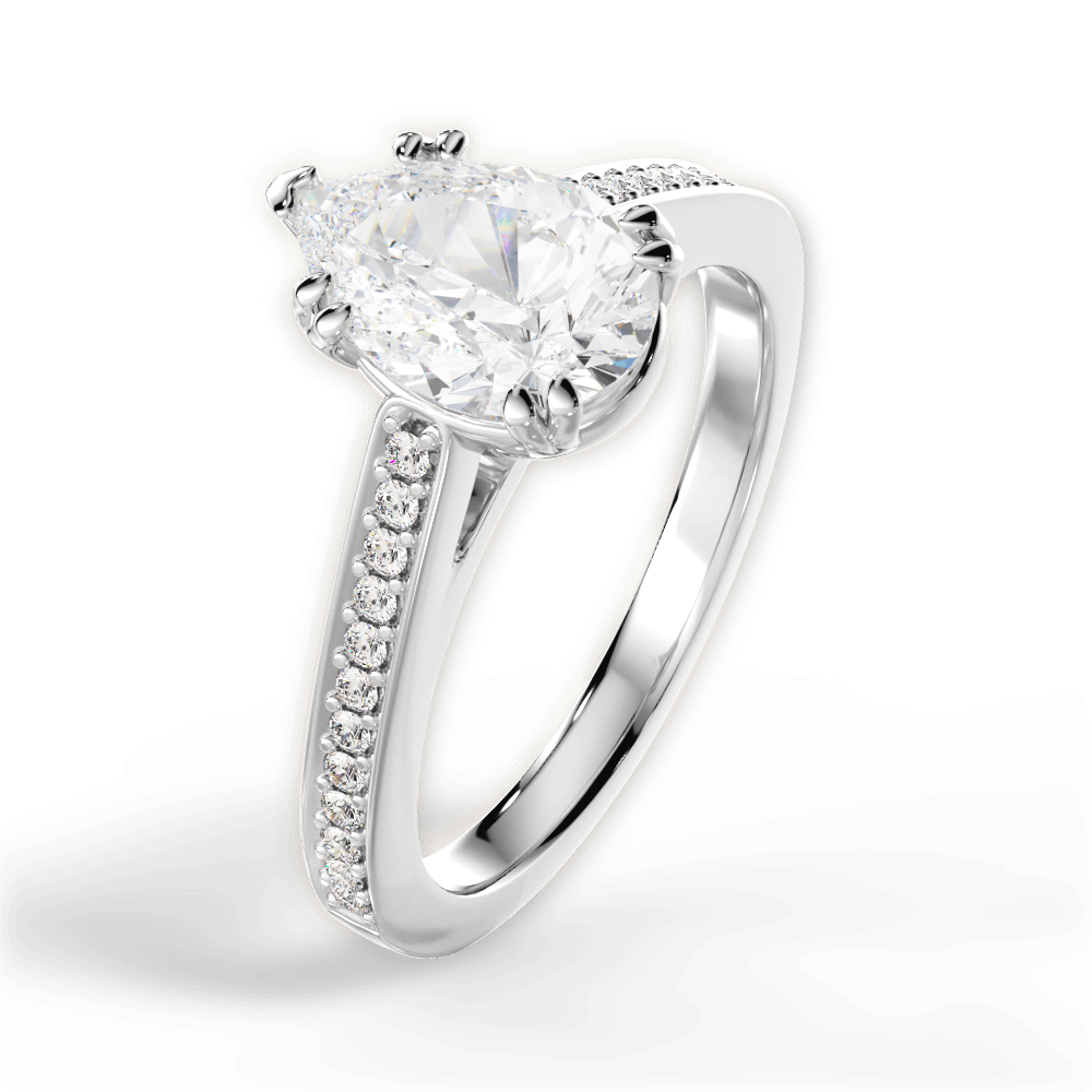 14kt White Gold/18kt White Gold/Platinum/pear/side