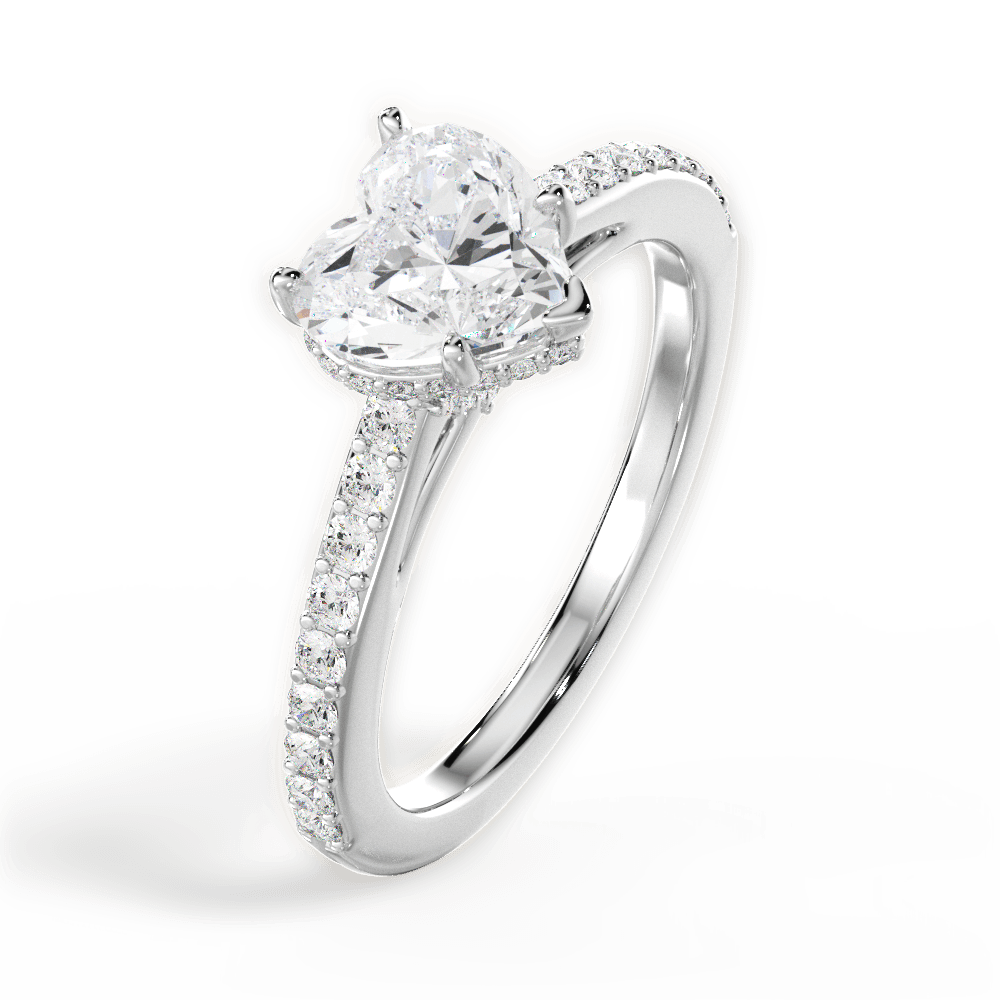 14kt White Gold/18kt White Gold/Platinum/heart/side