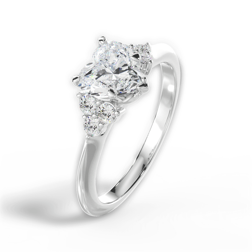 14kt White Gold/18kt White Gold/Platinum/heart/side