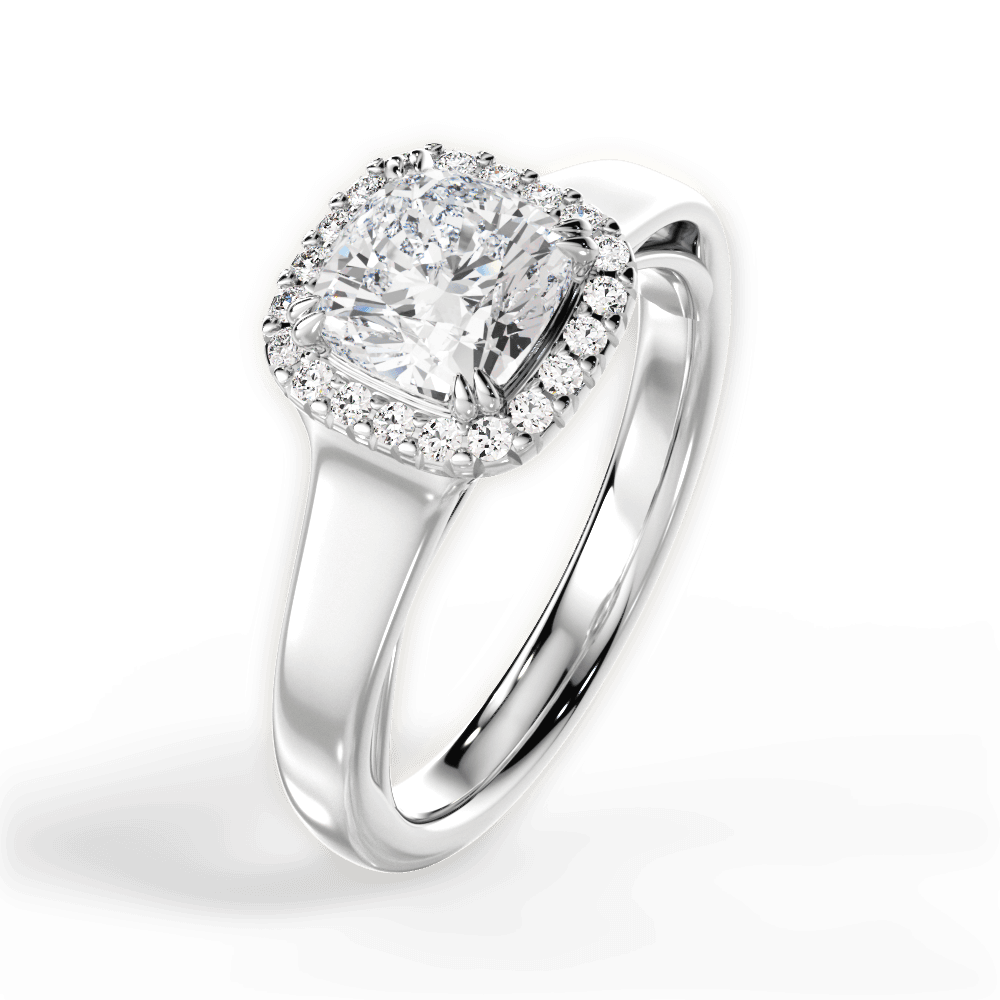 14kt White Gold/18kt White Gold/Platinum/cushion/side