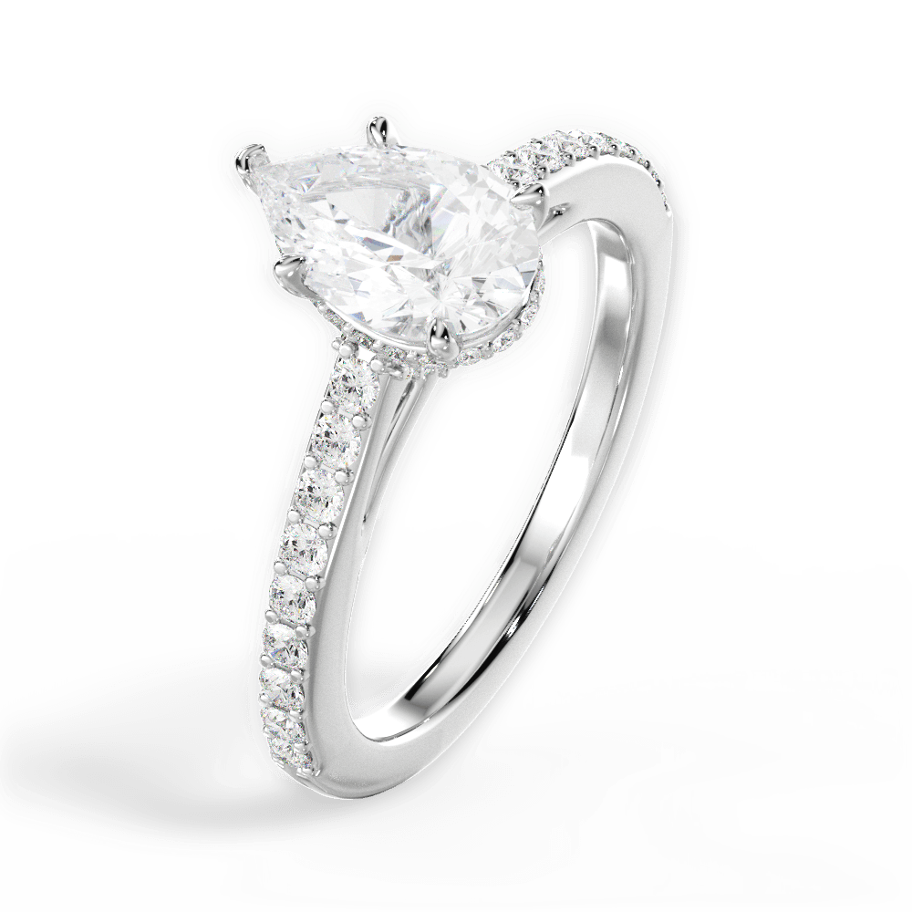 14kt White Gold/18kt White Gold/Platinum/pear/side