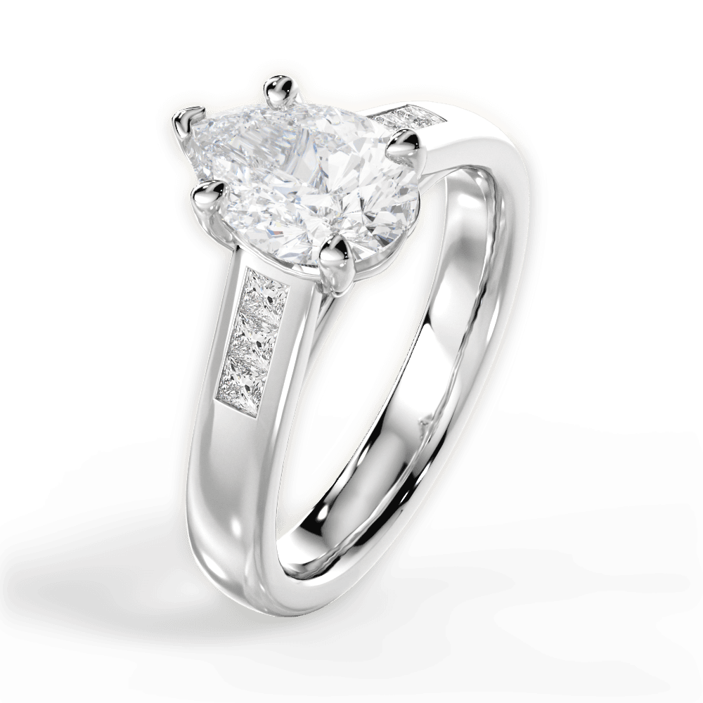 14kt White Gold/18kt White Gold/Platinum/pear/side