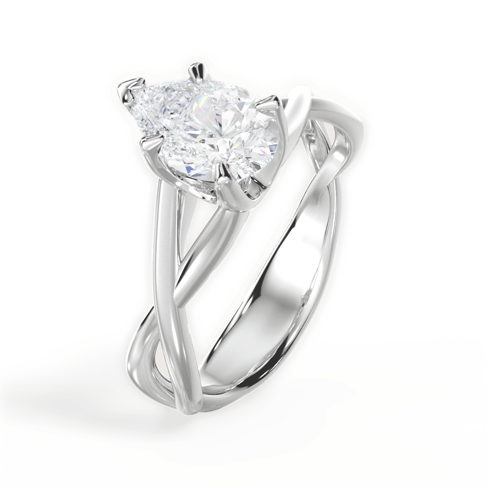 14kt White Gold/18kt White Gold/Platinum/pear/side