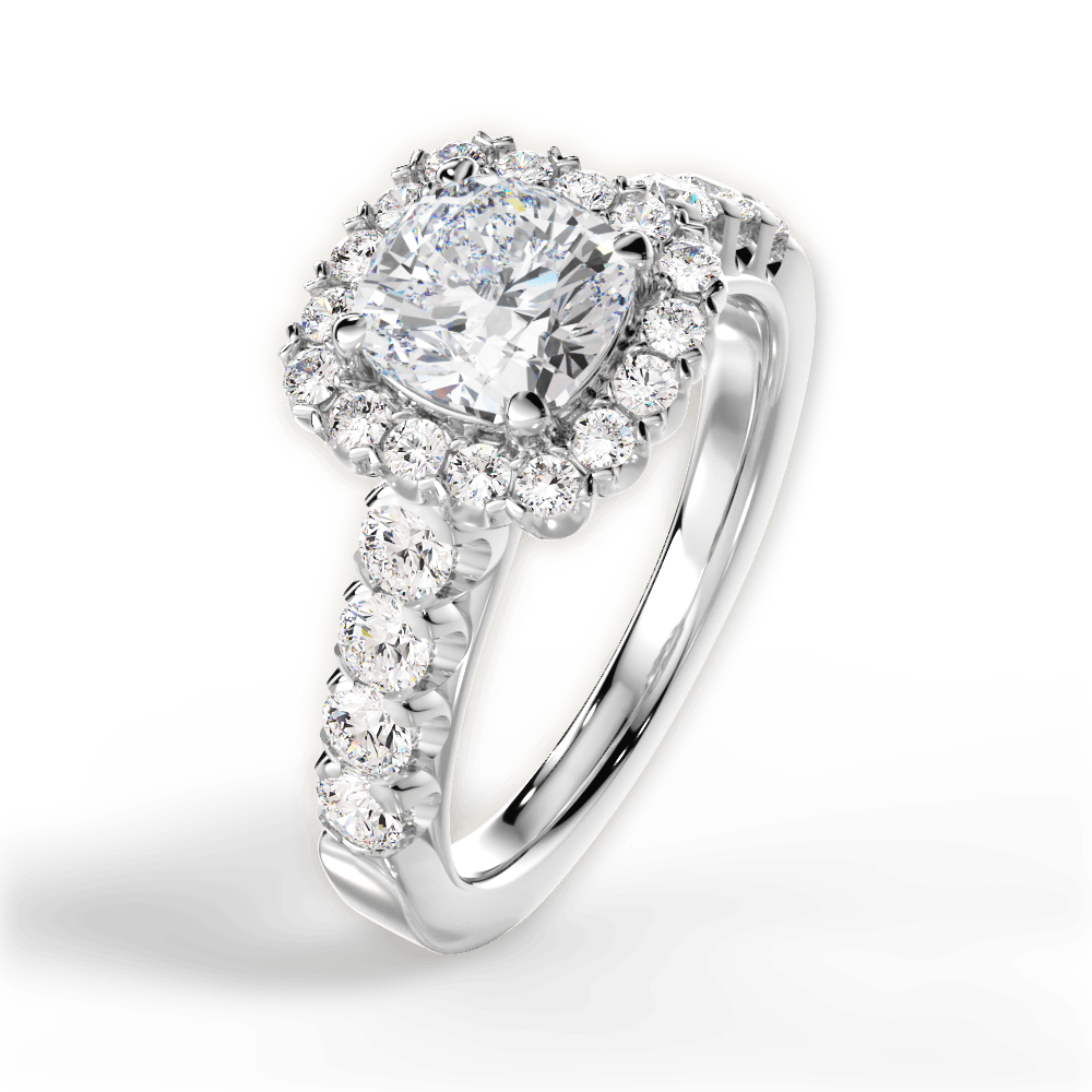 14kt White Gold/18kt White Gold/Platinum/cushion/side