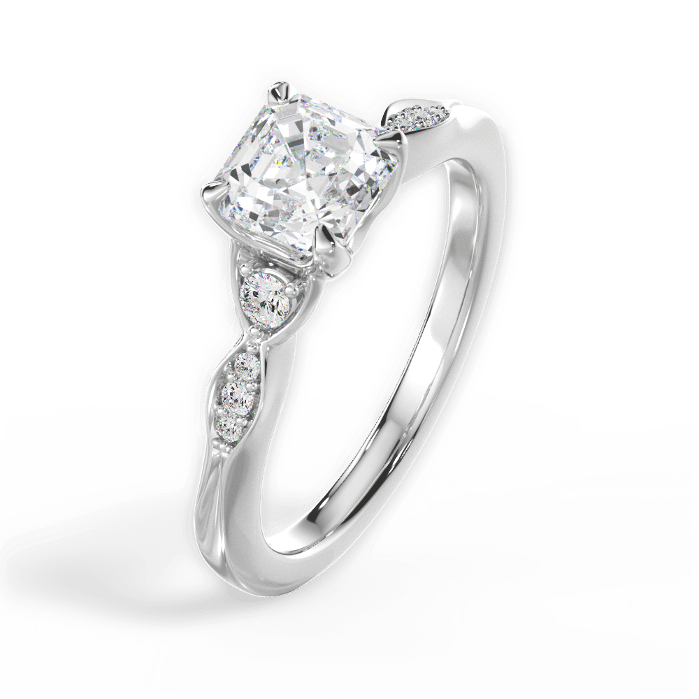 14kt White Gold/18kt White Gold/Platinum/asscher/side