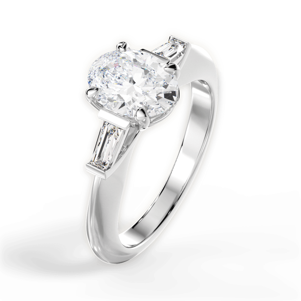 14kt White Gold/18kt White Gold/Platinum/oval/side