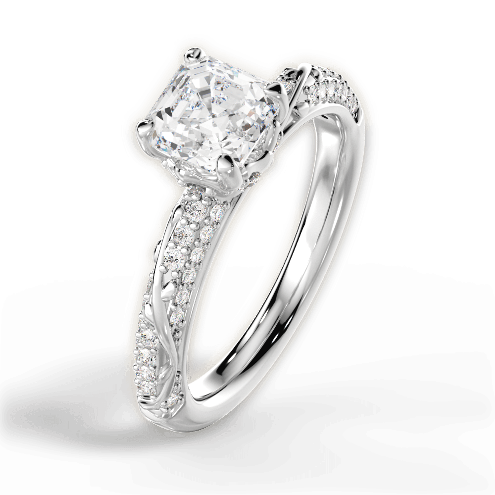 14kt White Gold/18kt White Gold/Platinum/asscher/side