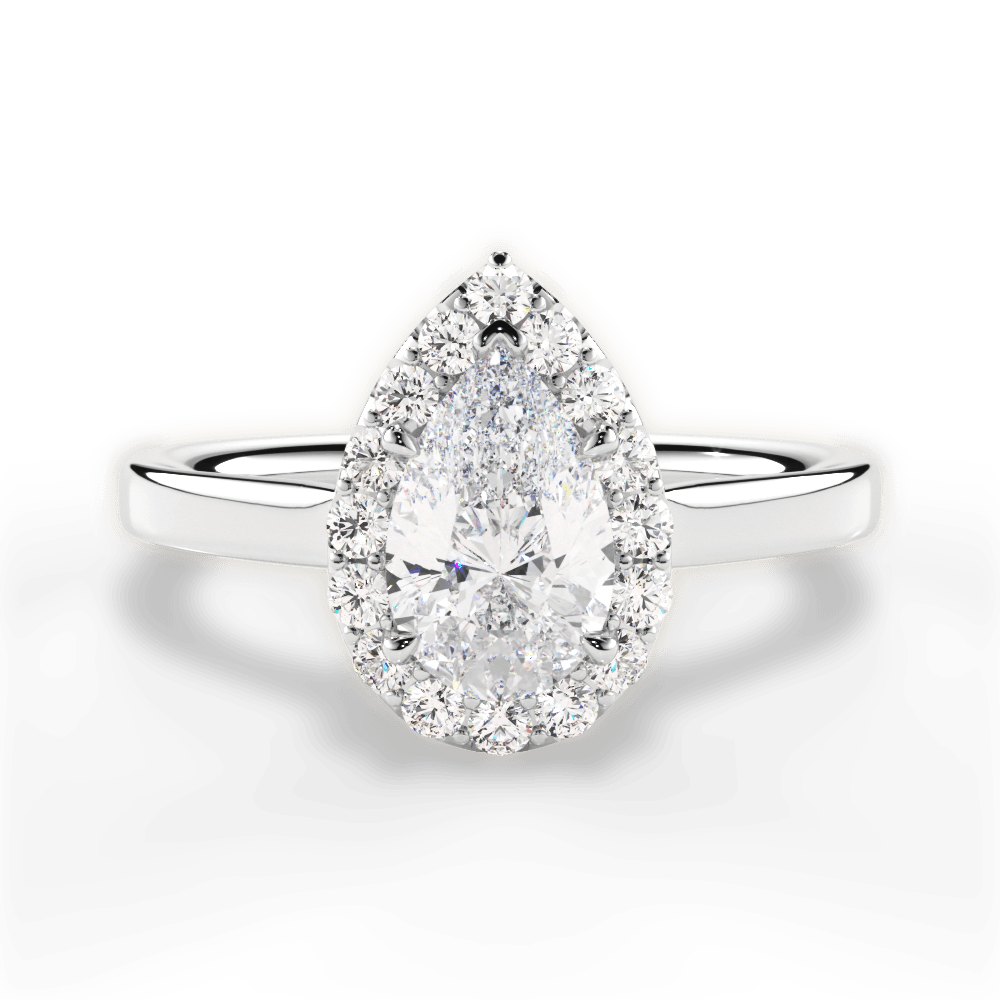 14kt White Gold/18kt White Gold/Platinum/pear/top
