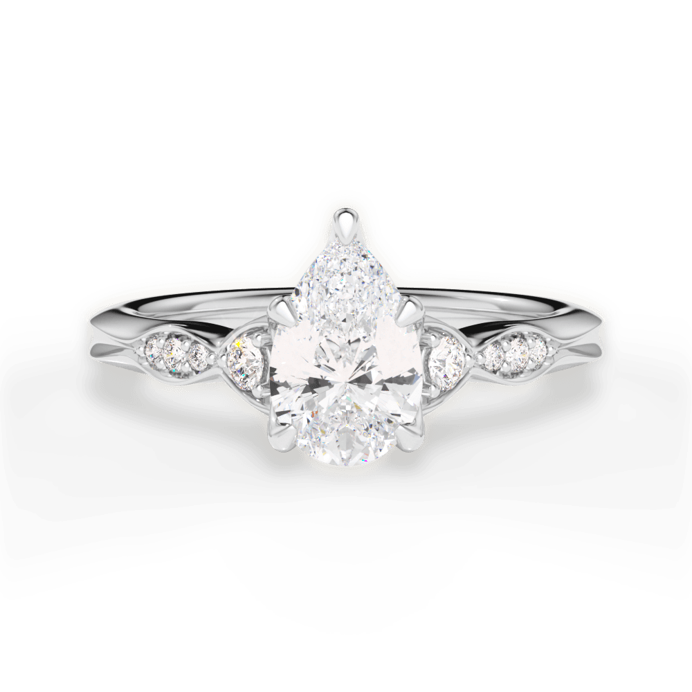14kt White Gold/18kt White Gold/Platinum/pear/top