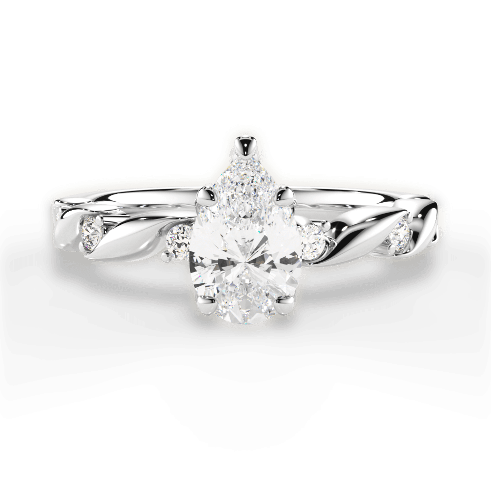 14kt White Gold/18kt White Gold/Platinum/pear/top