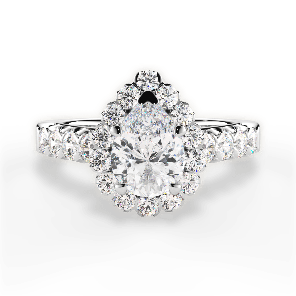 14kt White Gold/18kt White Gold/Platinum/pear/top