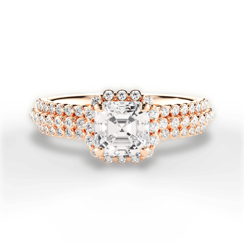 14kt Rose Gold/18kt Rose Gold/asscher/top