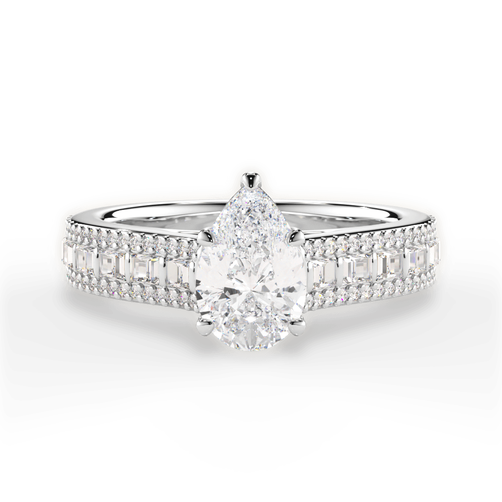 14kt White Gold/18kt White Gold/Platinum/pear/top