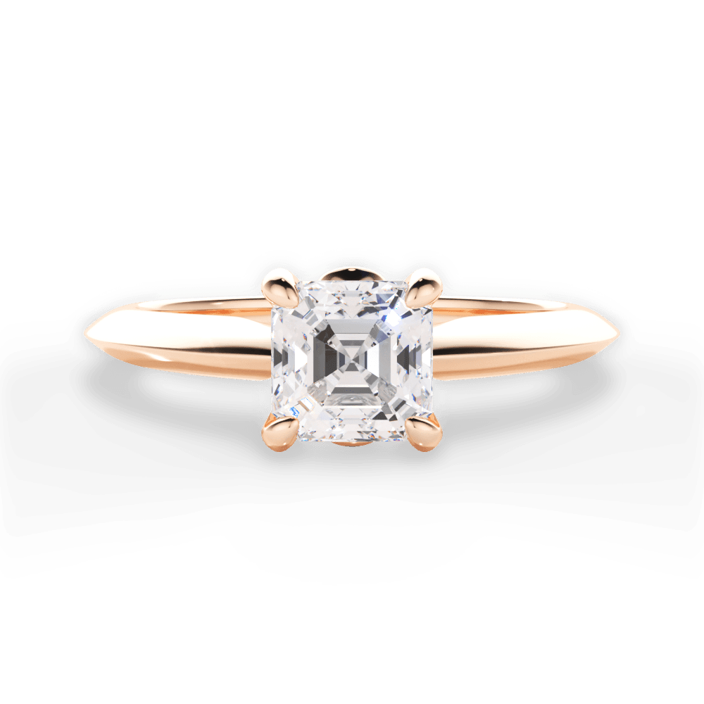 14kt Rose Gold/18kt Rose Gold/asscher/top